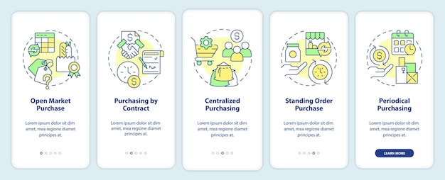 Methods of food purchasing onboarding mobile app screen