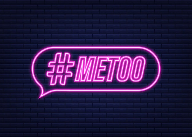 Символ возврата хэштега Metoo в четверг. Неоновая иконка. Векторная иллюстрация штока.