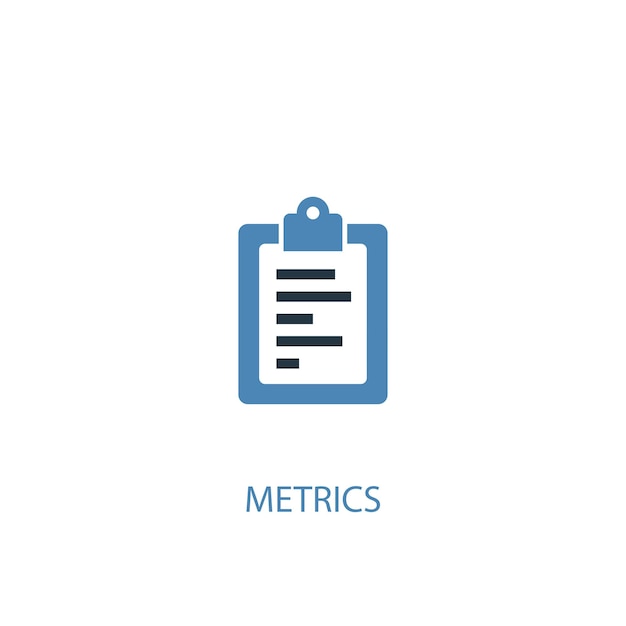 Metriche concetto 2 icona colorata. illustrazione semplice dell'elemento blu. disegno di simbolo del concetto di metrica. può essere utilizzato per ui/ux mobile e web