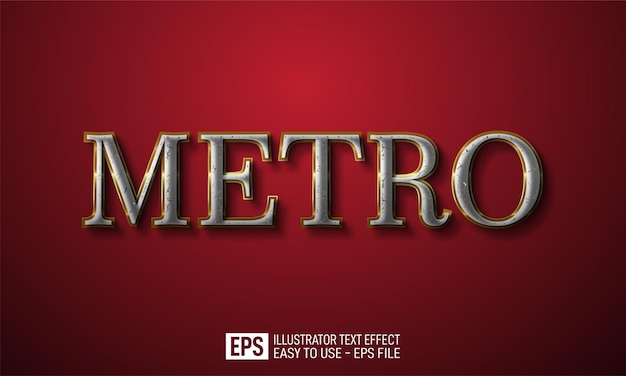 Vector metro 3d text editable style effect template