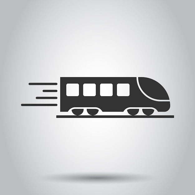 Metro icon in flat style Train subway vector illustration on white isolated background Railroad cargo business concept