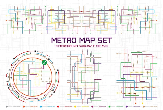 Vector metro kaart buis metro regeling. stadsvervoer complex raster. ondergrondse kaart.