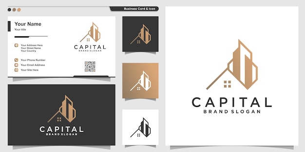 Metropolis logo design capital apartment real estate company premium vector