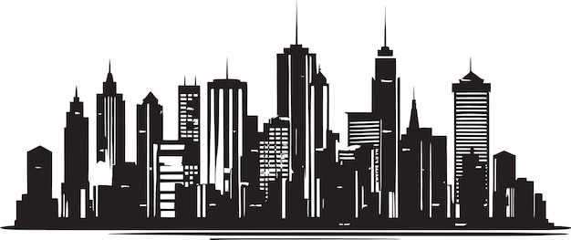 Metropolitan Dreams Monochromatic Skyline Art City of Shadows Vector Architecture in Black