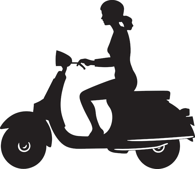 Vector metropolitan scooterista vrouw emblem urban elegance zwart vector design