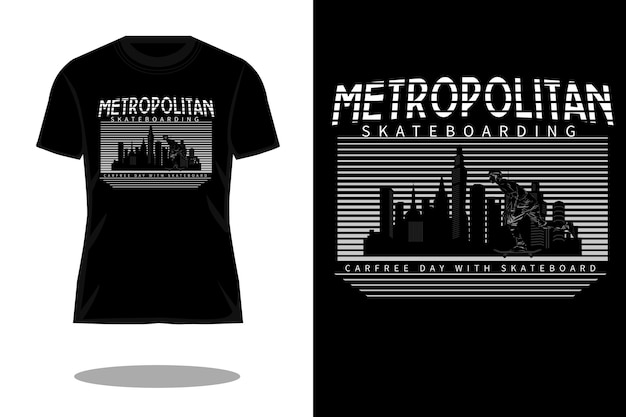 Design della maglietta silhouette skateboarding metropolitano