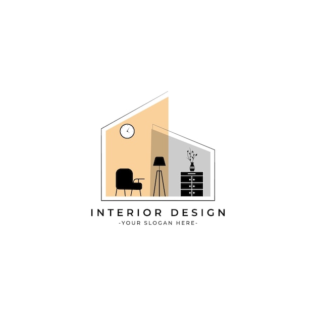 Vector meubel interieur logo onroerend goed ontwerp illustratie
