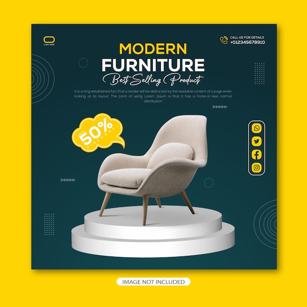 Vector meubels instagram sociale media postsjabloon