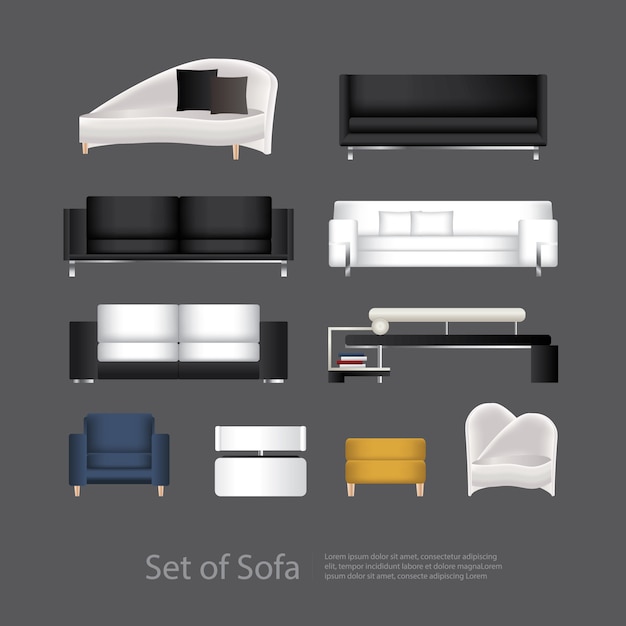 Meubelset van sofa vector illustration