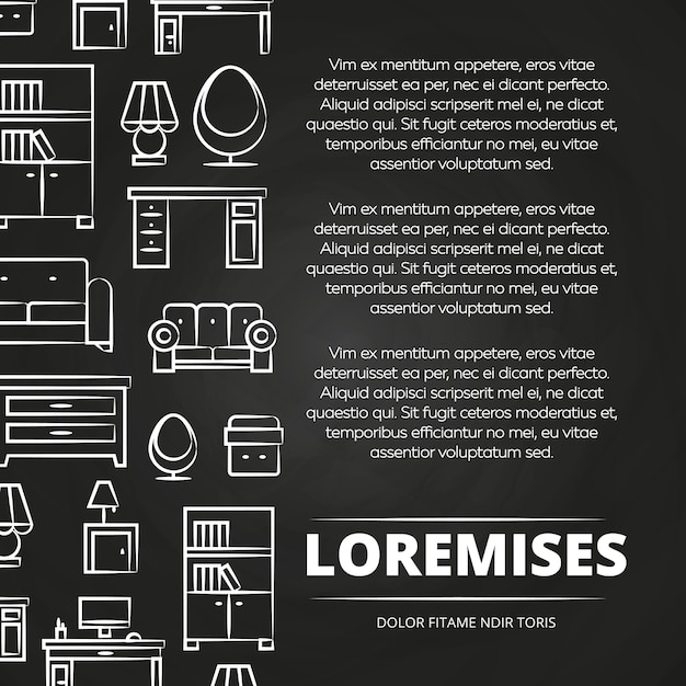 Meubelwinkel of reclame schoolbord posterontwerp