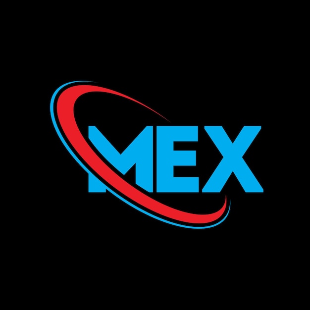 MEX logo MEX letter MEX letter logo ontwerp Initialen MEX logo gekoppeld aan cirkel en hoofdletters monogram logo MEX typografie voor technologiebedrijf en vastgoedmerk