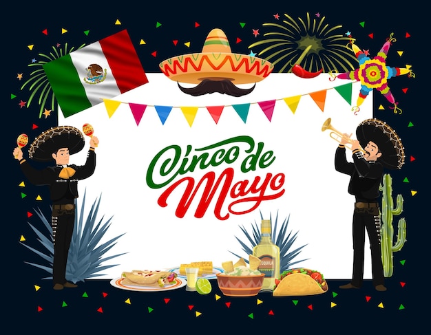 Mexicaans cinco de mayo-vakantieontwerp met fiesta-feestvoedsel