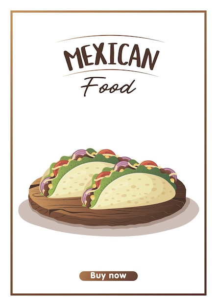 Mexicaans eten flyer A4 met taco's, burrito's, tamales, quesadilla, empanadas, elotes en nacho's, Banner, gezonde voeding, kookmenu, voedselconcept