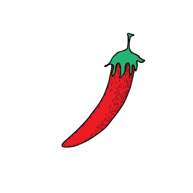 Mexicaans eten jalapeno hand getekende vectorillustratie in doodle stijl