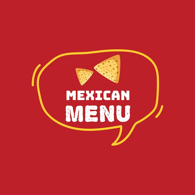 Mexicaans eten logo met tekstballon en nacho's