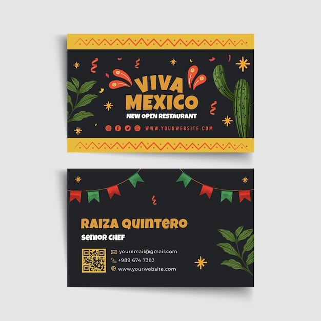 Vector mexicaans eten sjabloon voor visitekaartjes