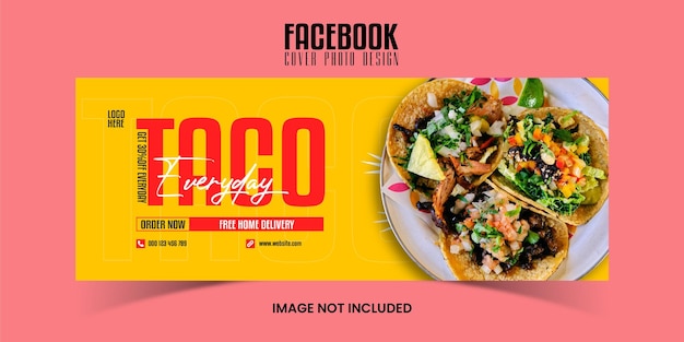 Vector mexicaans eten taco sociale media en facebook-omslagontwerp premium vectorsjabloon