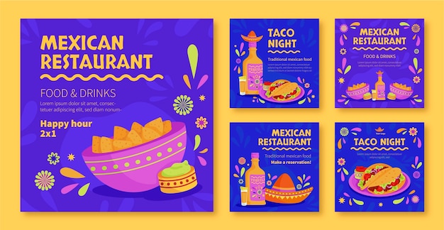 Mexicaans restaurant instagram posts pack