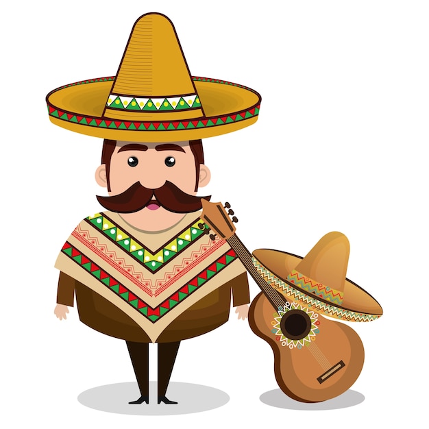 Vector mexicaans vector de illustratieontwerp van het mensen grappig karakter