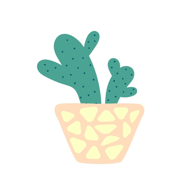 Mexicaanse cactus in een pot stekelige cartooncactus