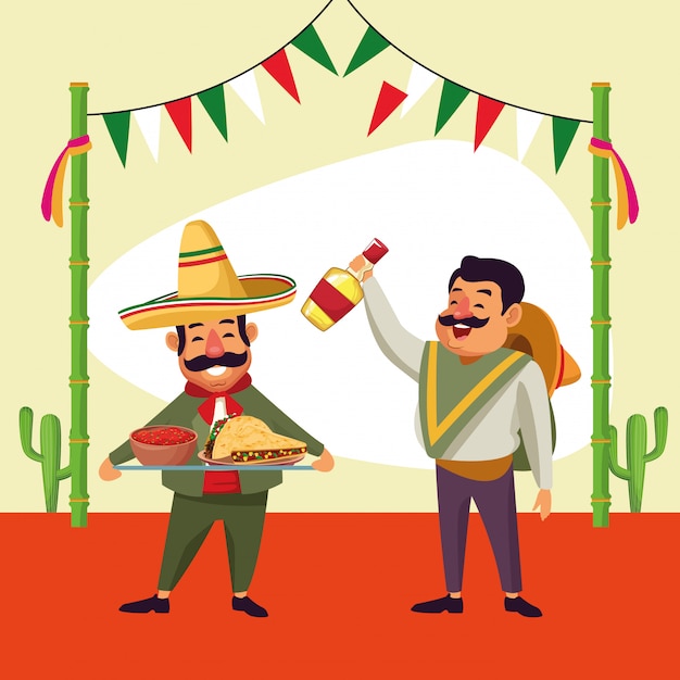 Vector mexicaanse cartoon mannen