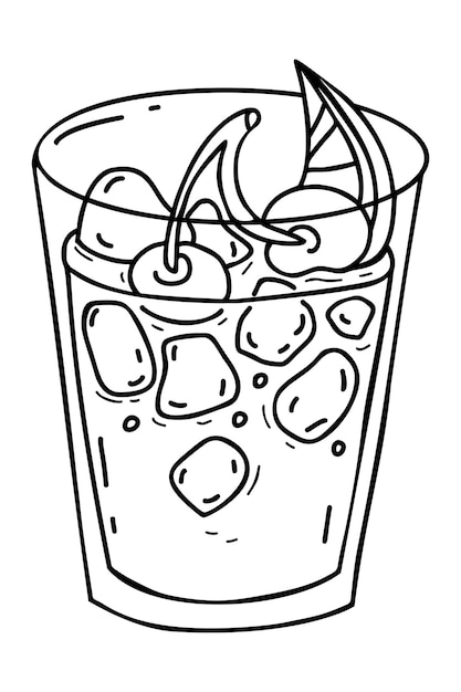 Mexicaanse cocktail Cherry limeade Lineaire doodle Latijns-Amerikaanse alcoholische drank