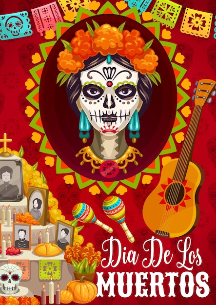 Mexicaanse dag van de doden Dia de los Muertos flyer