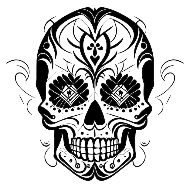 Mexicaanse feestdag Dia de los Muertos en beschikt over ingewikkelde suikerschedelontwerpen illustratie