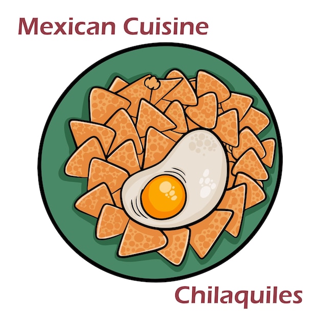 Mexicaanse groene chilaquiles met gebakken ei-kip en pikante saus Traditioneel ontbijt in Mexico