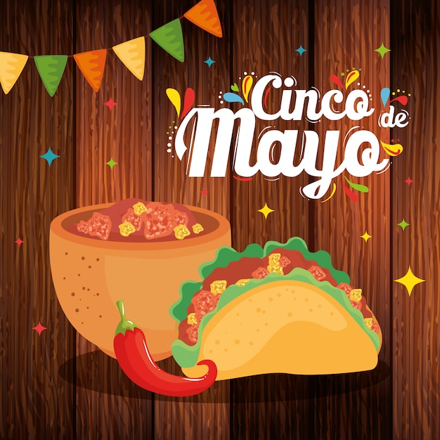 Mexicaanse kom taco en chili van cinco de mayo