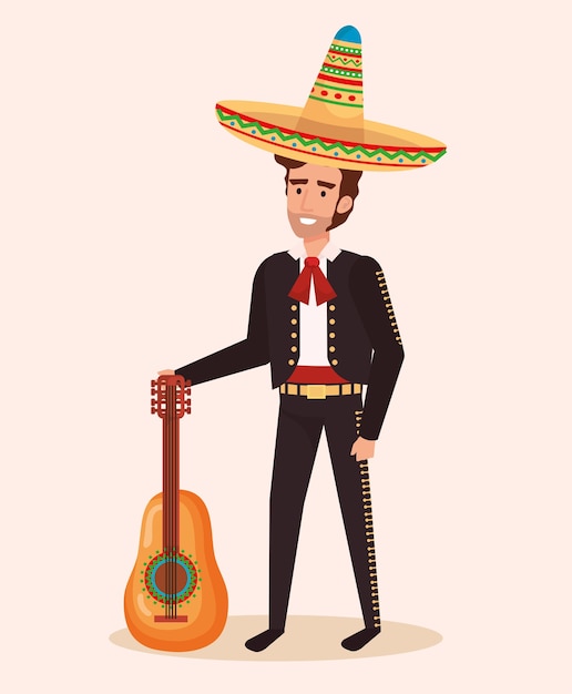 Mexicaanse mariachi met gitaarkarakter