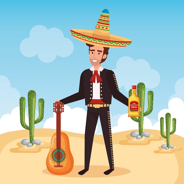 Mexicaanse mariachi met gitaarkarakter