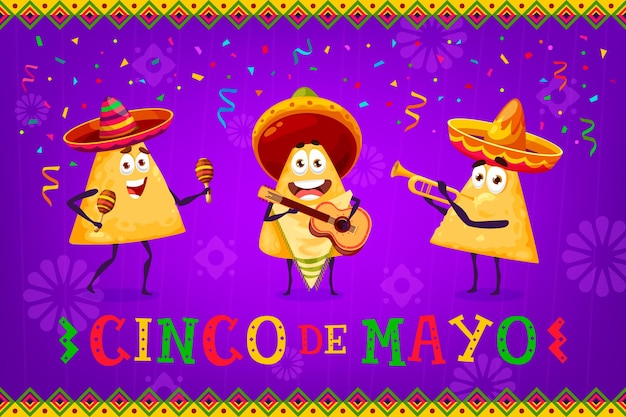 Vector mexicaanse nachos mariachi op cinco de mayo banner