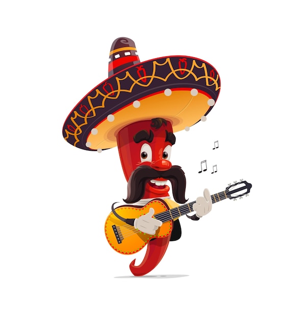 Mexicaanse rode chili peper mariachi in sombrero