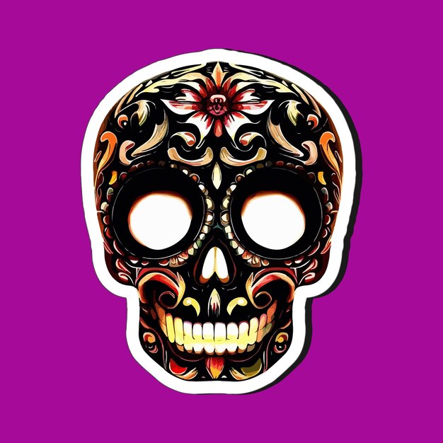 Vector mexicaanse schedelstickers zijn ontworpen om de dag van de doden te vieren