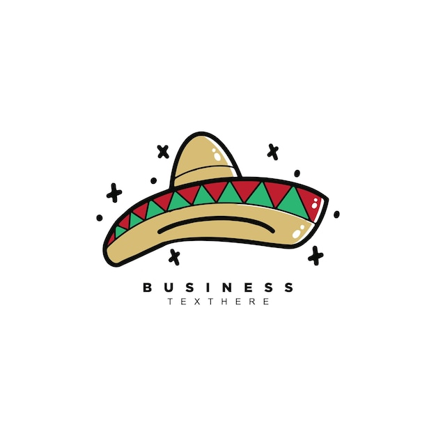 Mexicaanse sombrero hoed pictogram logo ontwerp geïsoleerd op witte achtergrond