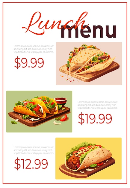 Mexicaanse Taco burrito quesadilla Posterbannerwebpagina voor bezorging van fastfoodsnack en afhaalmenux9