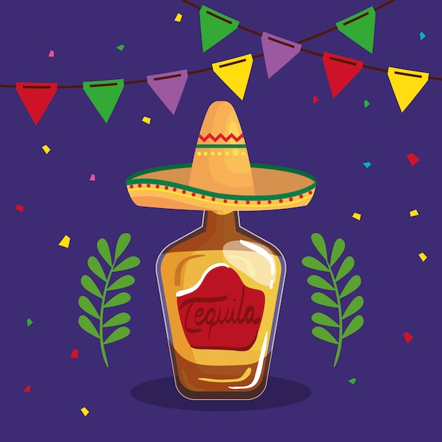 Mexicaanse tequilafles met hoed