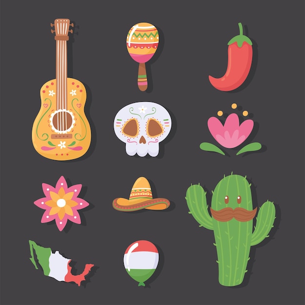 Vector mexicaanse traditionele set