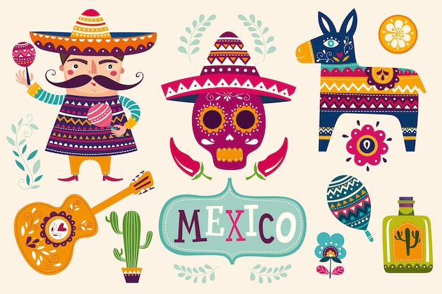 Vector mexicaanse vakantiesymbolen