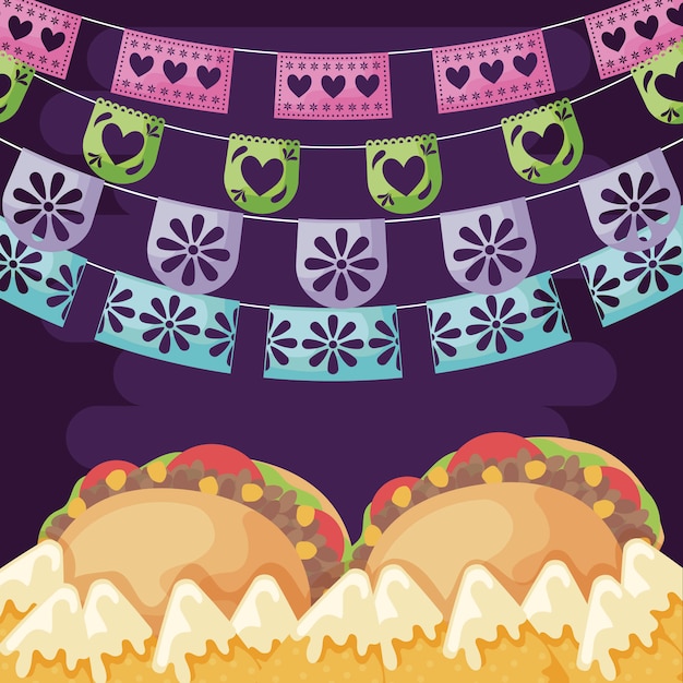 Vector mexican beef taco with fresh vegetables sketch