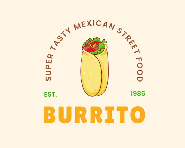 Mexican burrito logo template vintage retro style