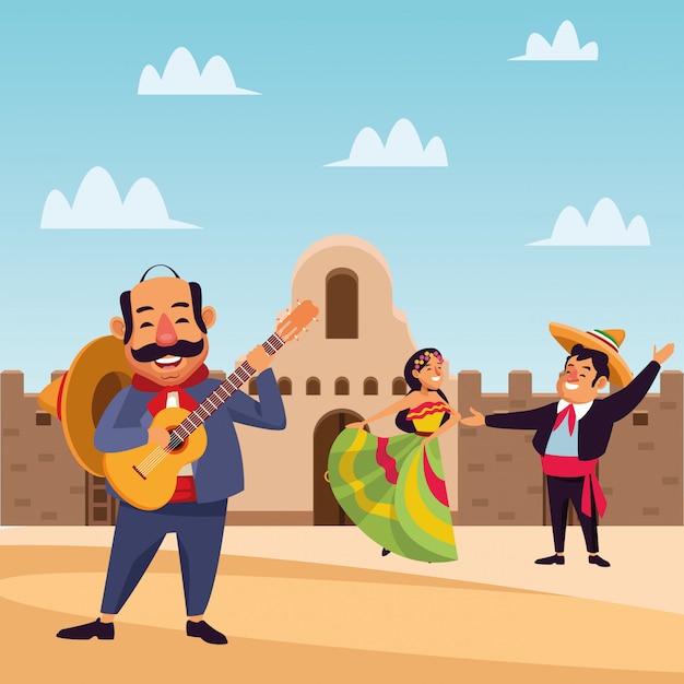 Vector mexican cartoon people