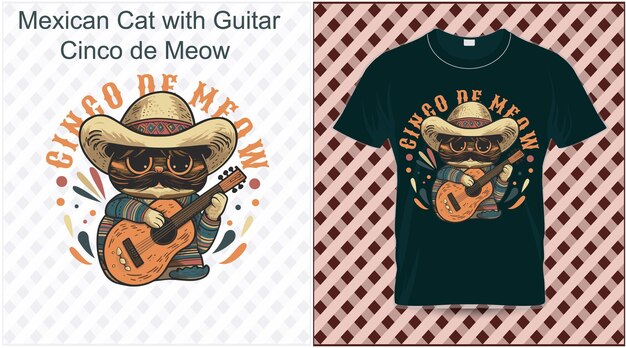 기타와 멕시코 고양이 Cinco de MeowCinco de Mayo tshirt