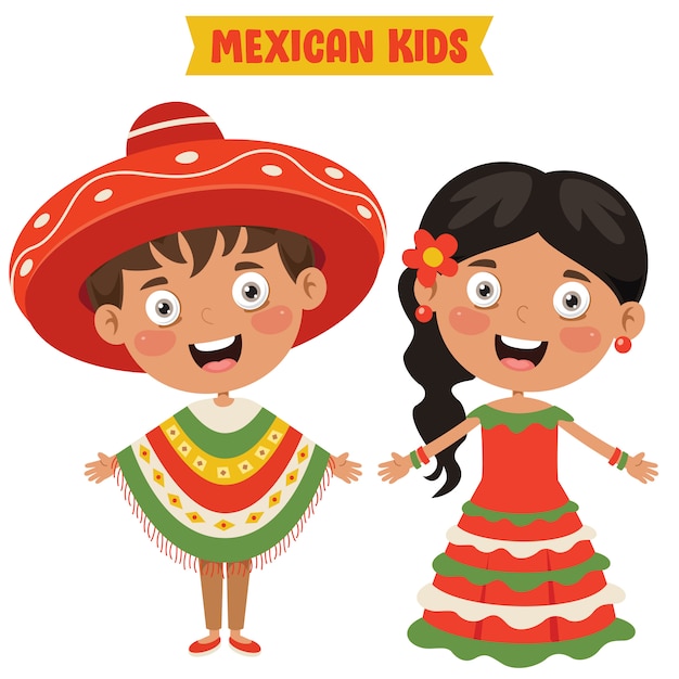 Mexican children wearing traditional clothes