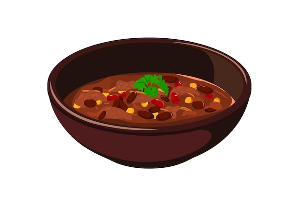 Vector mexican chili con carne soup mexican food a cup of soup