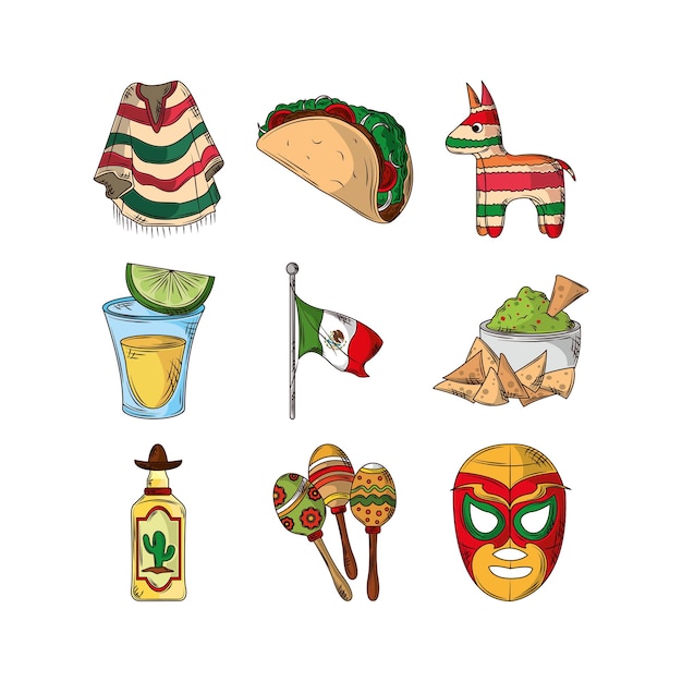 Vector mexican cinco de mayo element set