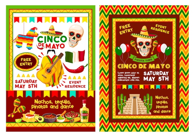 Vector mexican cinco de mayo party invitation banner