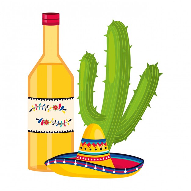 Set Cactus Drapeau Du Mexique Sombrero Mexicain Masque Aztèque Taco Avec  Tortilla Haricots Bouteille De Tequila Et Icône Maracas Vecteur Vecteurs  libres de droits et plus d'images vectorielles de Alcool - iStock