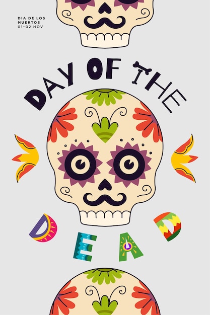 죽은 자의 멕시코 날 파티 포스터 Dia de Los Muertos 국가 멕시코 축제 인사말 카드